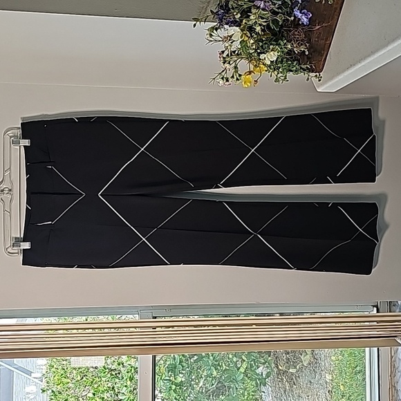 7TH Avenue trousers black with white geometric print size 4 Travel Y2K - Picture 1 of 11